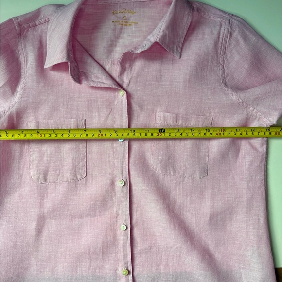 Lilly Pulitzer Women’s Sea View Linen Button Down Top in Pink, Size SMALL - EUC - Picture 14 of 17